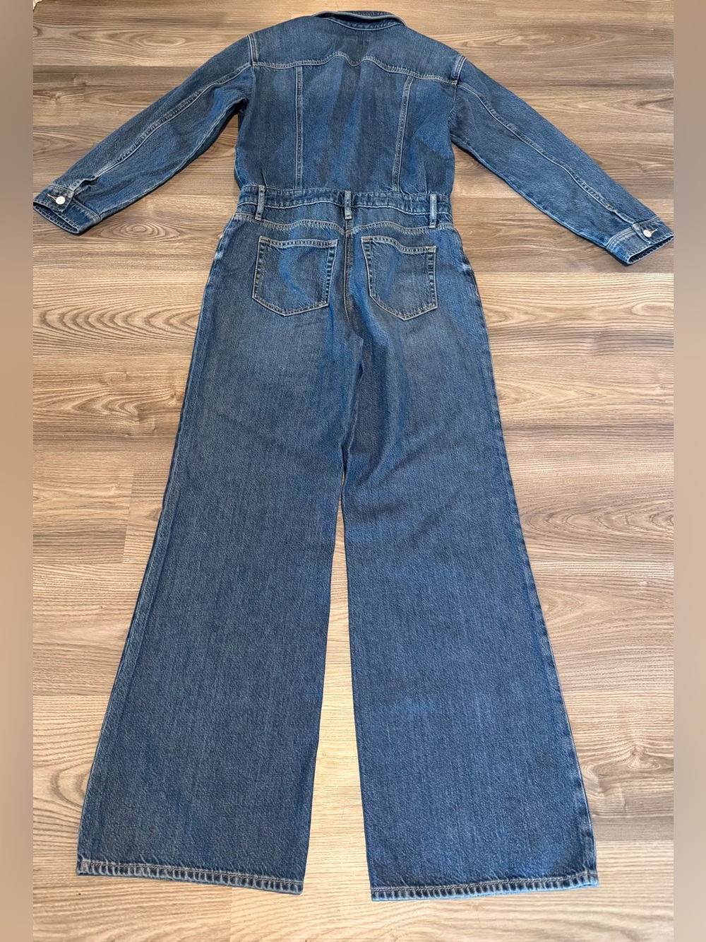 Loft Denim Jean Jumpsuit Women’s size 6 Zip Fly Button Up Long Sleeve Lyocell - Picture 2 of 9